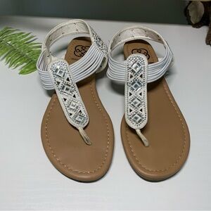 Elegant White Beaded Sandals